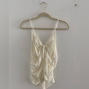 Free People Knit Top w/ Ruched Tie Front. New & never worn. Size L